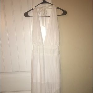 White wide leg halter jumper